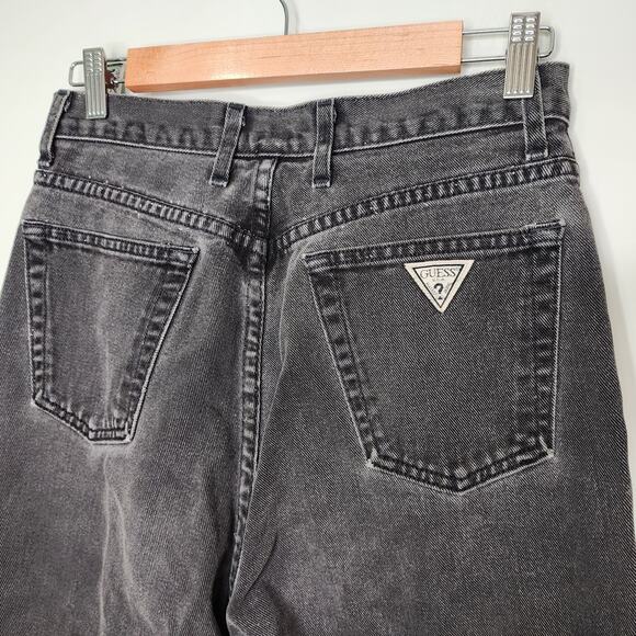 90's Guess High Rise Straight Jeans Washed Black Made in USA 31 - Picture 1 of 5
